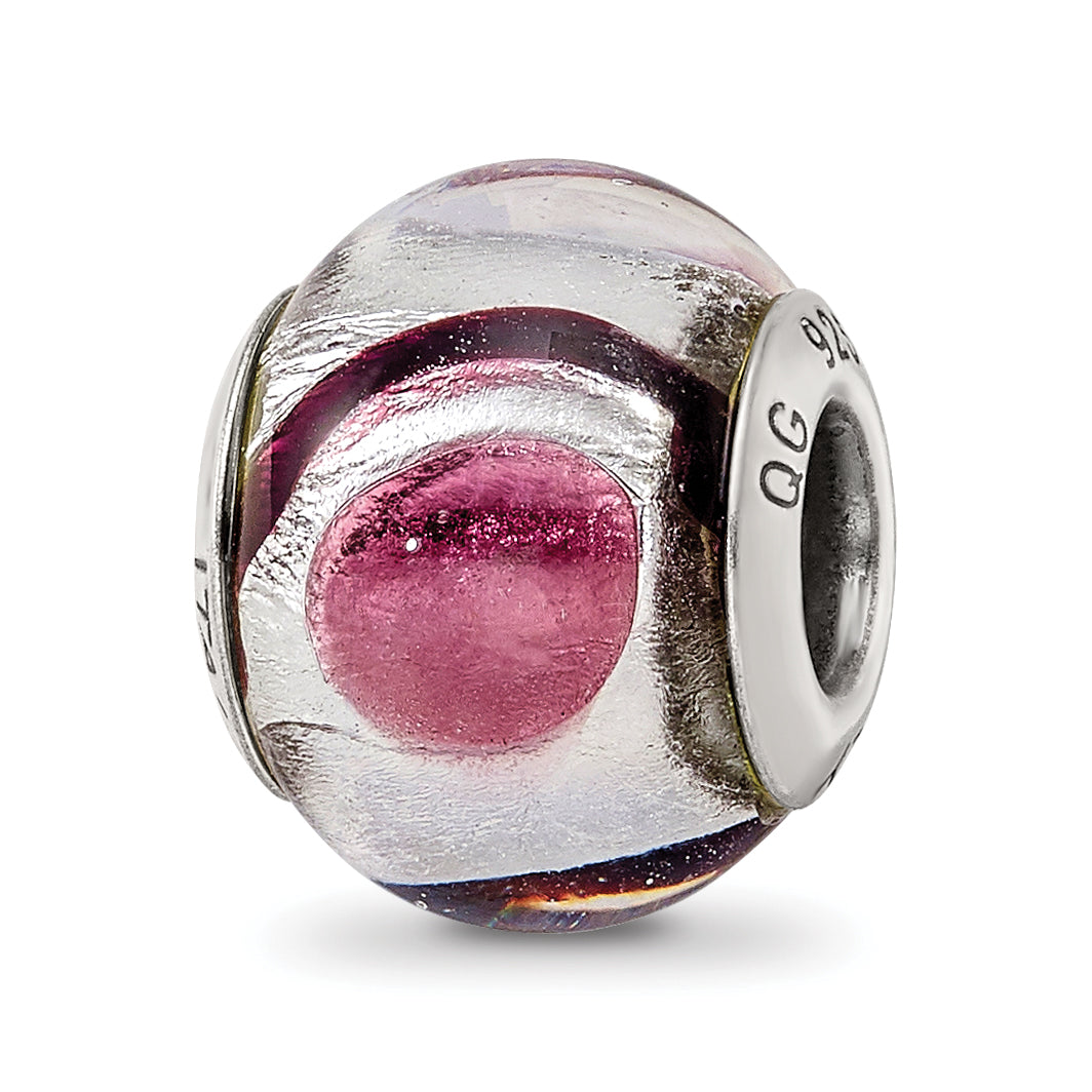 Sterling Silver Reflections White/Lavender/Blck Italian Murano Bead Main image