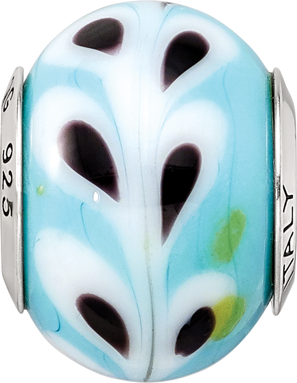 Sterling Silver 925 Murano Glass Bead with Polished Finish Elegant Design