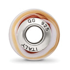 Sterling Silver Murano Glass Bead with Polished Finish Elegant White Carmel Design