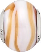 Sterling Silver Murano Glass Bead with Polished Finish Elegant White Carmel Design