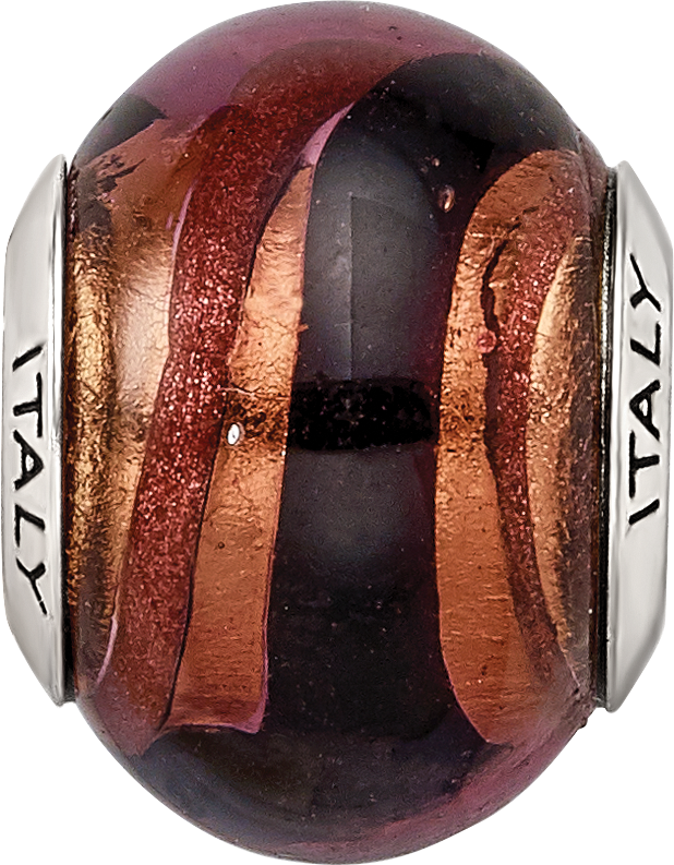 Sterling Silver Murano Glass Bead with Copper and Black Finish
