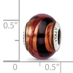 Sterling Silver Murano Glass Bead with Copper and Black Finish