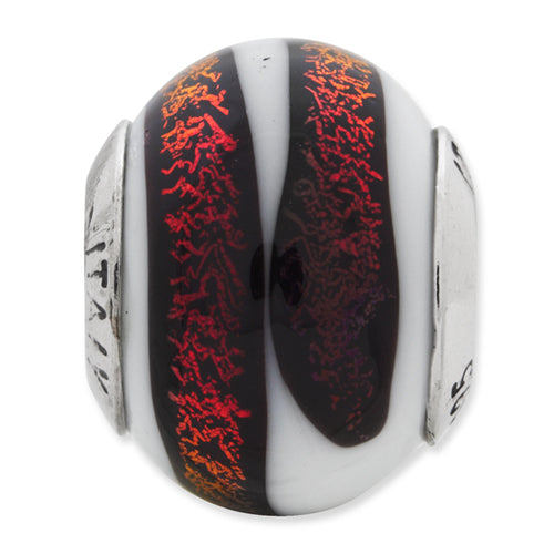 Sterling Silver Reflections White/Red Italian Murano Bead