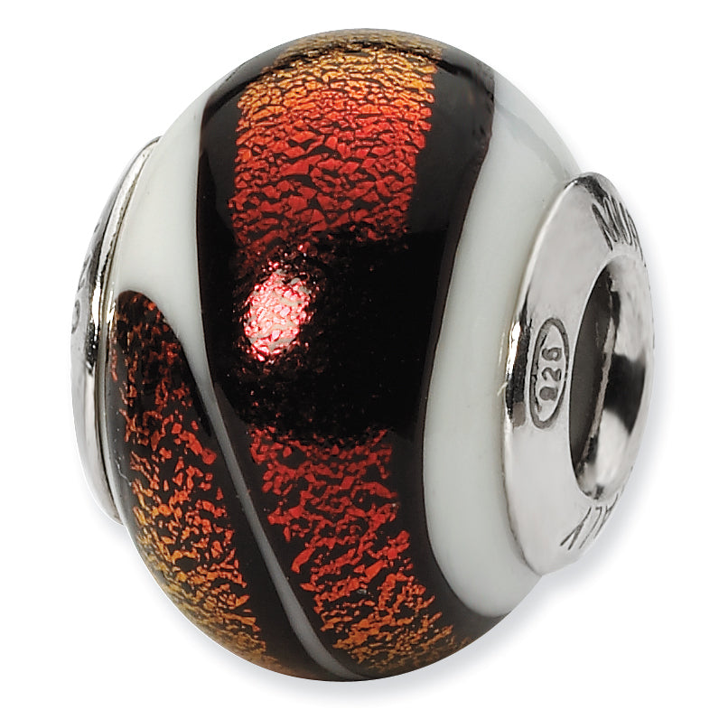Sterling Silver Reflections White/Red Italian Murano Bead