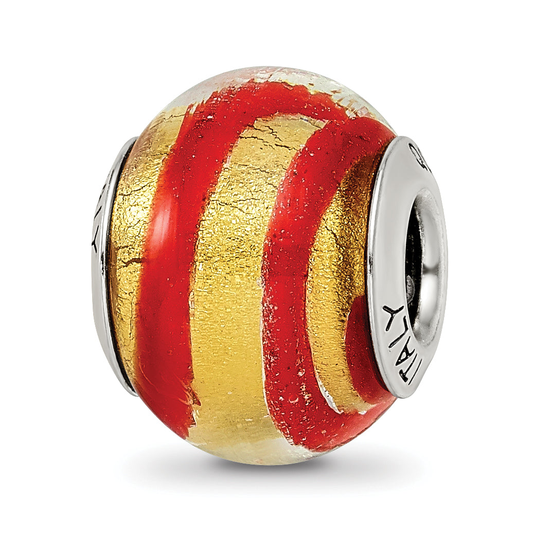 Sterling Silver Reflections Gold/Red Italian Murano Bead Main image