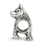 Sterling Silver 925 German Shepherd Bead with Antiqued Finish, Solid Cast Design