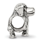 Sterling Silver 925 Golden Retriever Bead with Antiqued Finish Casted Solid Design