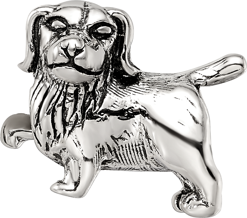 Sterling Silver 925 Golden Retriever Bead with Antiqued Finish Casted Solid Design