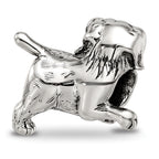 Sterling Silver 925 Golden Retriever Bead with Antiqued Finish Casted Solid Design