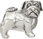 Sterling Silver 925 Pug Bead with Antiqued Finish Solid Cast Design