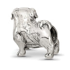 Sterling Silver 925 Pug Bead with Antiqued Finish Solid Cast Design