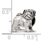 Sterling Silver 925 Pug Bead with Antiqued Finish Solid Cast Design