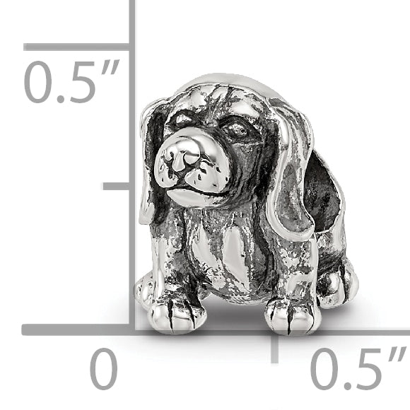 Sterling Silver 925 Beagle Bead with Antiqued Finish for Timeless Pet Tribute