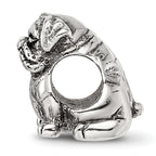 Sterling Silver 925 Bulldog Bead with Antiqued Finish Loyal Pet Lover's Charm
