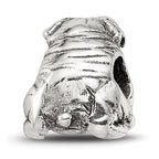 Sterling Silver 925 Bulldog Bead with Antiqued Finish Loyal Pet Lover's Charm