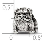 Sterling Silver 925 Bulldog Bead with Antiqued Finish Loyal Pet Lover's Charm