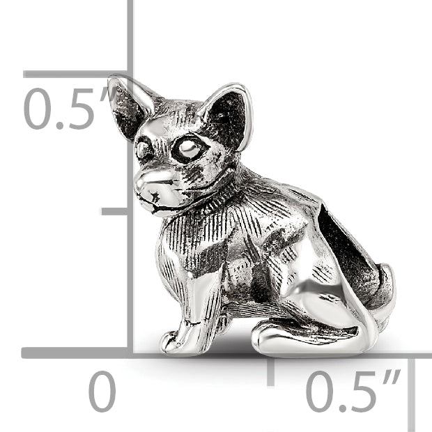 Sterling Silver 925 Chihuahua Bead with Antiqued Finish  Elegant Keepsake for Dog Lovers