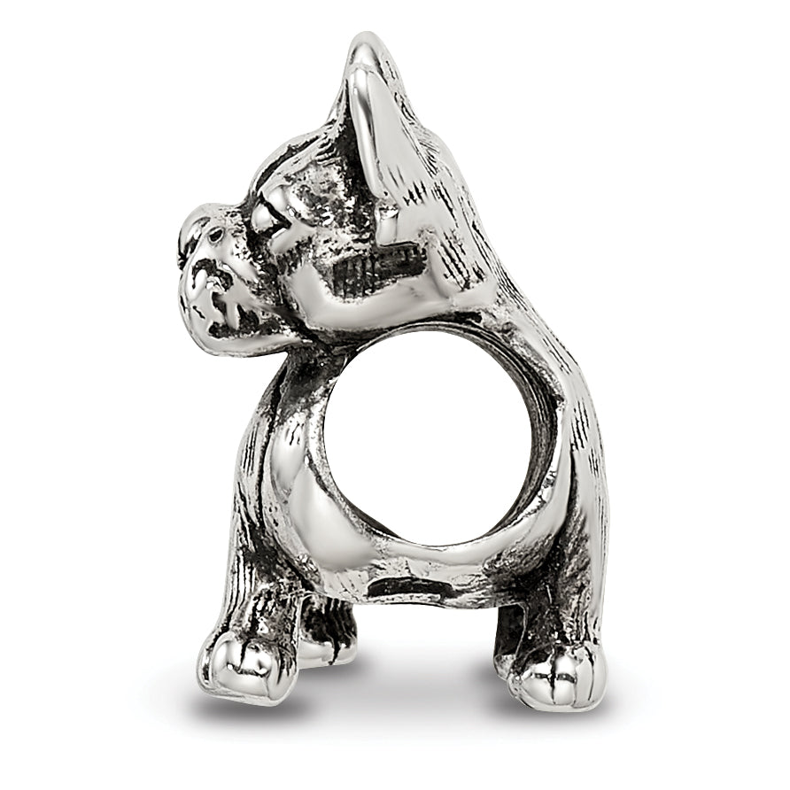 Sterling Silver 925 Boston Terrier Bead with Antiqued Finish  Lifelike Pet Tribute