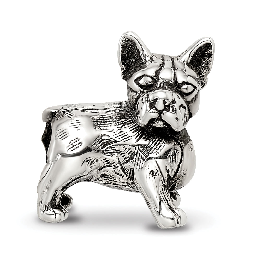 Sterling Silver 925 Boston Terrier Bead with Antiqued Finish  Lifelike Pet Tribute