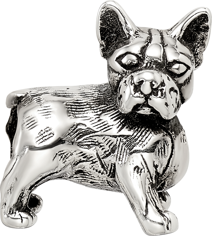 Sterling Silver 925 Boston Terrier Bead with Antiqued Finish  Lifelike Pet Tribute