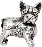 Sterling Silver 925 Boston Terrier Bead with Antiqued Finish  Lifelike Pet Tribute