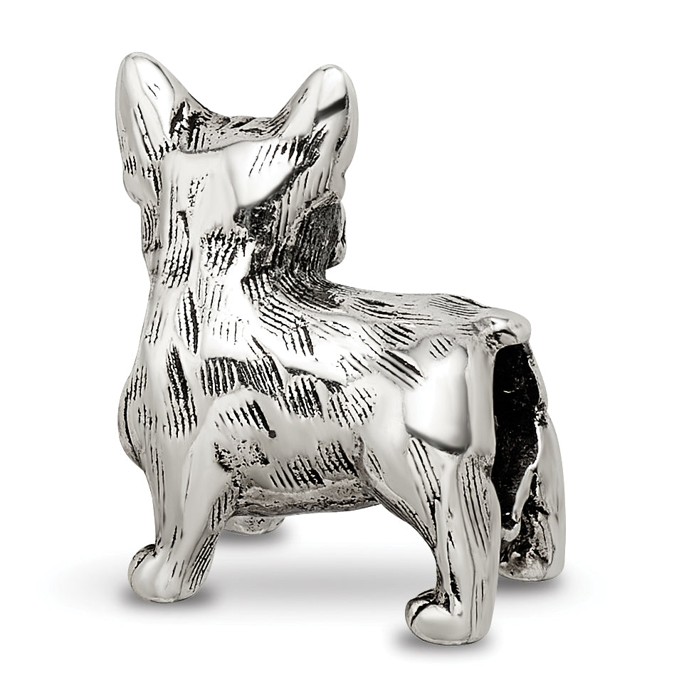 Sterling Silver 925 Boston Terrier Bead with Antiqued Finish  Lifelike Pet Tribute