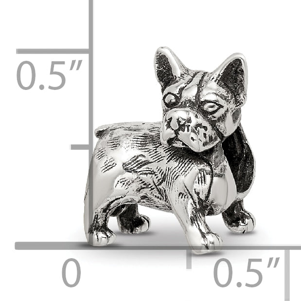 Sterling Silver 925 Boston Terrier Bead with Antiqued Finish  Lifelike Pet Tribute