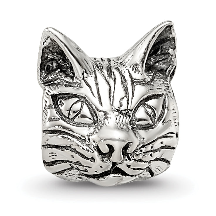 Sterling Silver 925 Maine Coon Cat Head Bead with Antiqued Finish  Timeless Feline Elegance