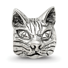 Sterling Silver 925 Maine Coon Cat Head Bead with Antiqued Finish  Timeless Feline Elegance