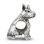 Sterling Silver 925 Doberman Pinscher Bead with Antiqued Finish for Charm Bracelet