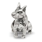 Sterling Silver 925 Doberman Pinscher Bead with Antiqued Finish for Charm Bracelet