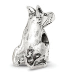 Sterling Silver 925 Doberman Pinscher Bead with Antiqued Finish for Charm Bracelet