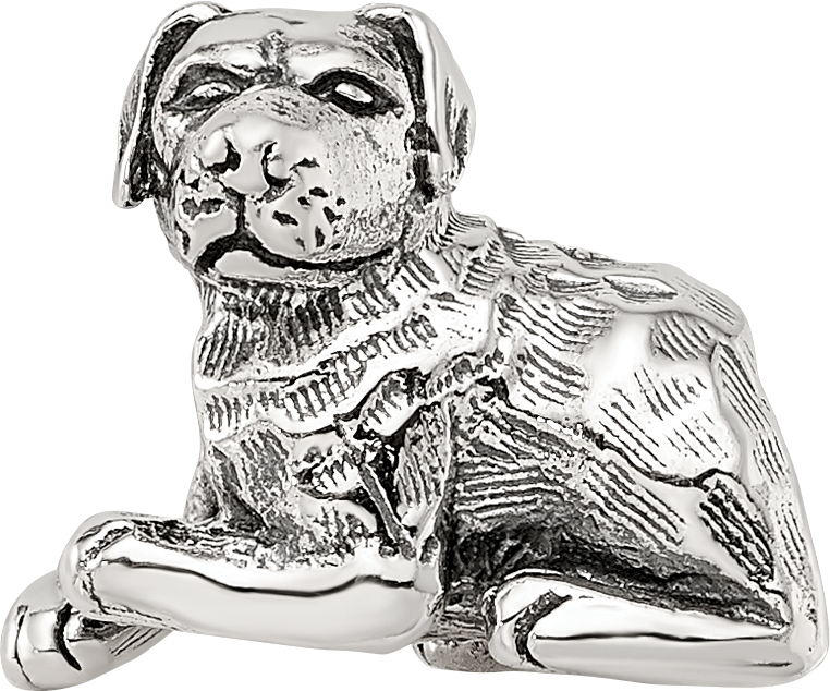 Sterling Silver 925 Rottweiler Bead with Antiqued Finish Durable, Hand-Crafted Charm