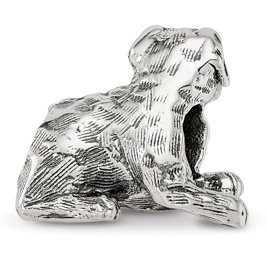 Sterling Silver 925 Rottweiler Bead with Antiqued Finish Durable, Hand-Crafted Charm