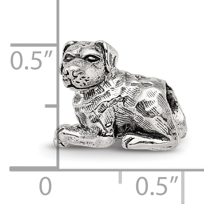 Sterling Silver 925 Rottweiler Bead with Antiqued Finish Durable, Hand-Crafted Charm