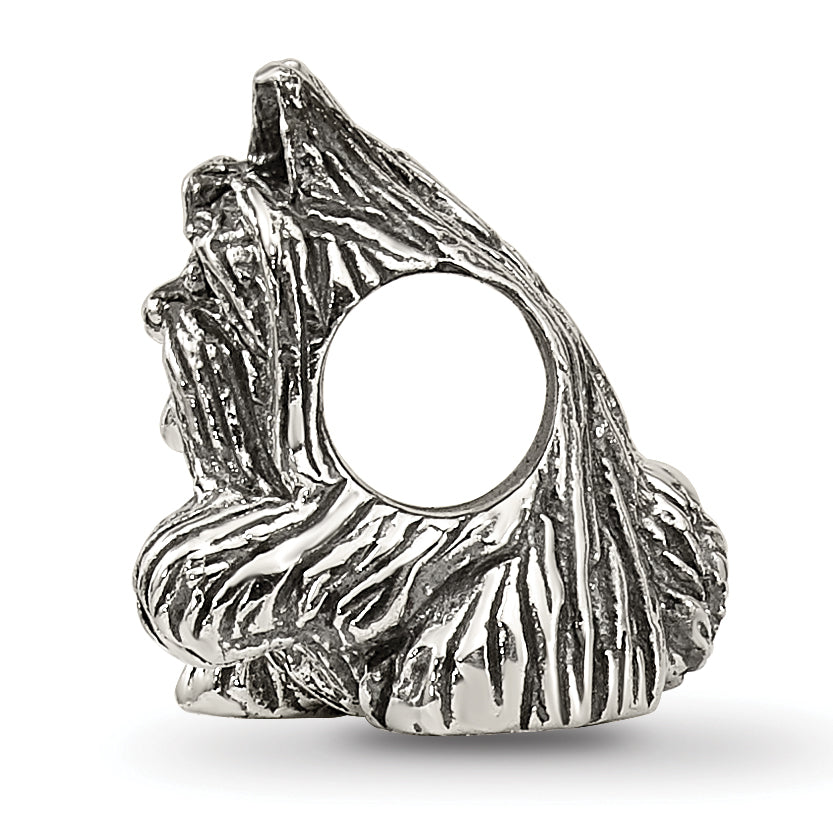 Sterling Silver 925 Yorkshire Terrier Bead with Antiqued Finish  Elegant Pet Tribute Secondary image
