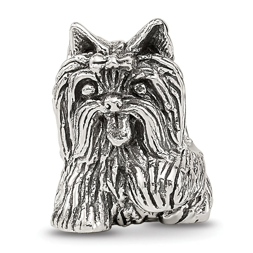 Sterling Silver 925 Yorkshire Terrier Bead with Antiqued Finish  Elegant Pet Tribute