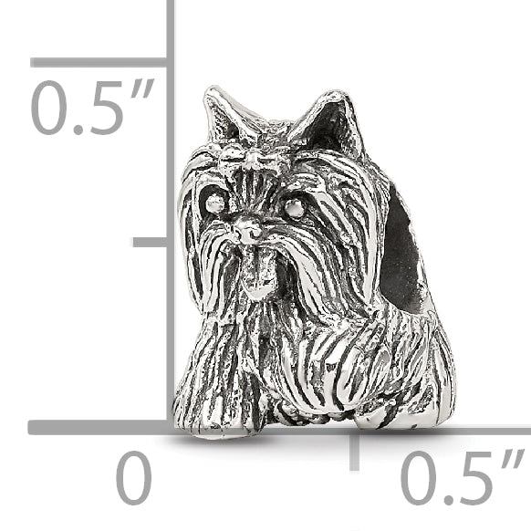 Sterling Silver 925 Yorkshire Terrier Bead with Antiqued Finish  Elegant Pet Tribute