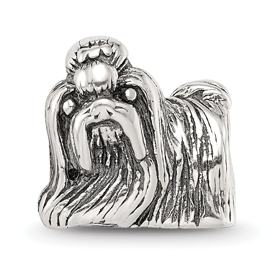 Sterling Silver 925 Shih Tzu Bead with Antiqued Finish  Elegant Pet Lover’s Charm