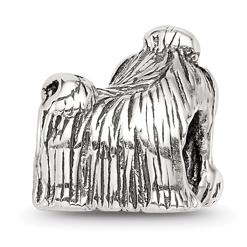 Sterling Silver 925 Shih Tzu Bead with Antiqued Finish  Elegant Pet Lover’s Charm