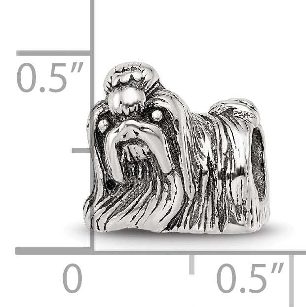 Sterling Silver 925 Shih Tzu Bead with Antiqued Finish  Elegant Pet Lover’s Charm