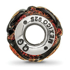 Orange Dichroic Glass Bead Charm in Sterling Silver