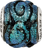 Blue Dichroic Glass Bead Charm in Sterling Silver