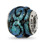 Sterling Silver Reflections Blue Dichroic Glass Bead