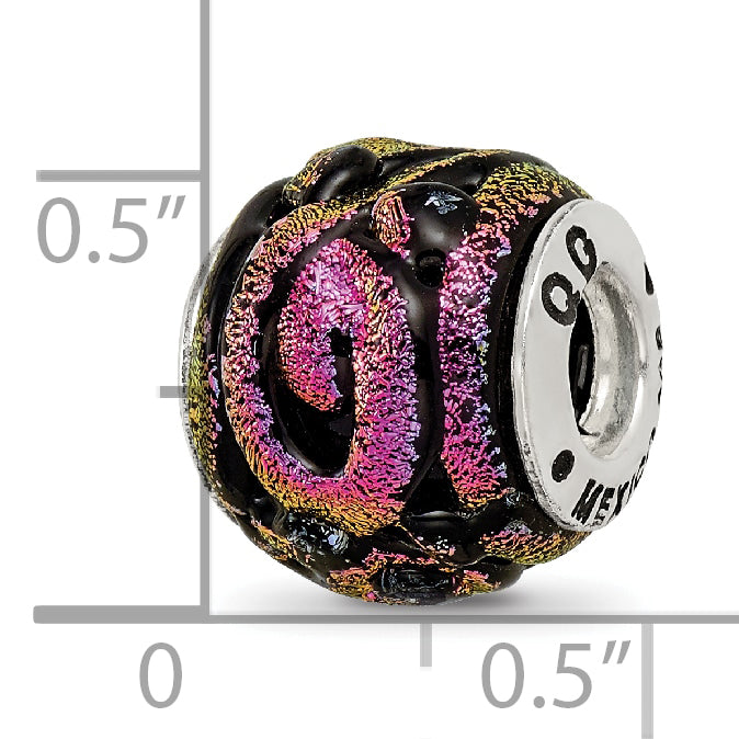Sterling Silver 925 Purple Dichroic Glass Bead with Polished Finish and Elegant Shine