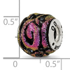Sterling Silver 925 Purple Dichroic Glass Bead with Polished Finish and Elegant Shine