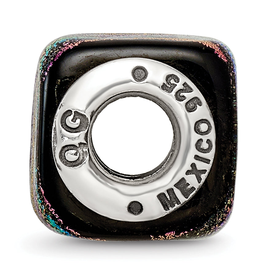 Sterling Silver Dichroic Glass Bead with Elegant Purple Finish for Charm Bracelets Secondary image