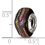 Sterling Silver Dichroic Glass Bead with Elegant Purple Finish for Charm Bracelets