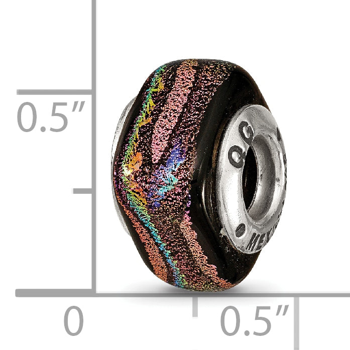 Sterling Silver Dichroic Glass Bead with Elegant Purple Finish for Charm Bracelets