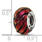 Sterling Silver Orange Swirl Dichroic Glass Bead with Polished Finish Casual Elegant Style